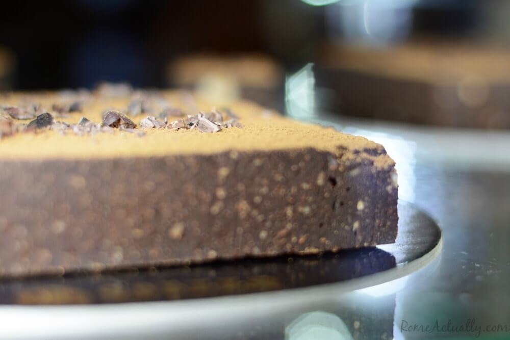 Image: Raw vegan chocolate and hazelnut cake at Grezzo