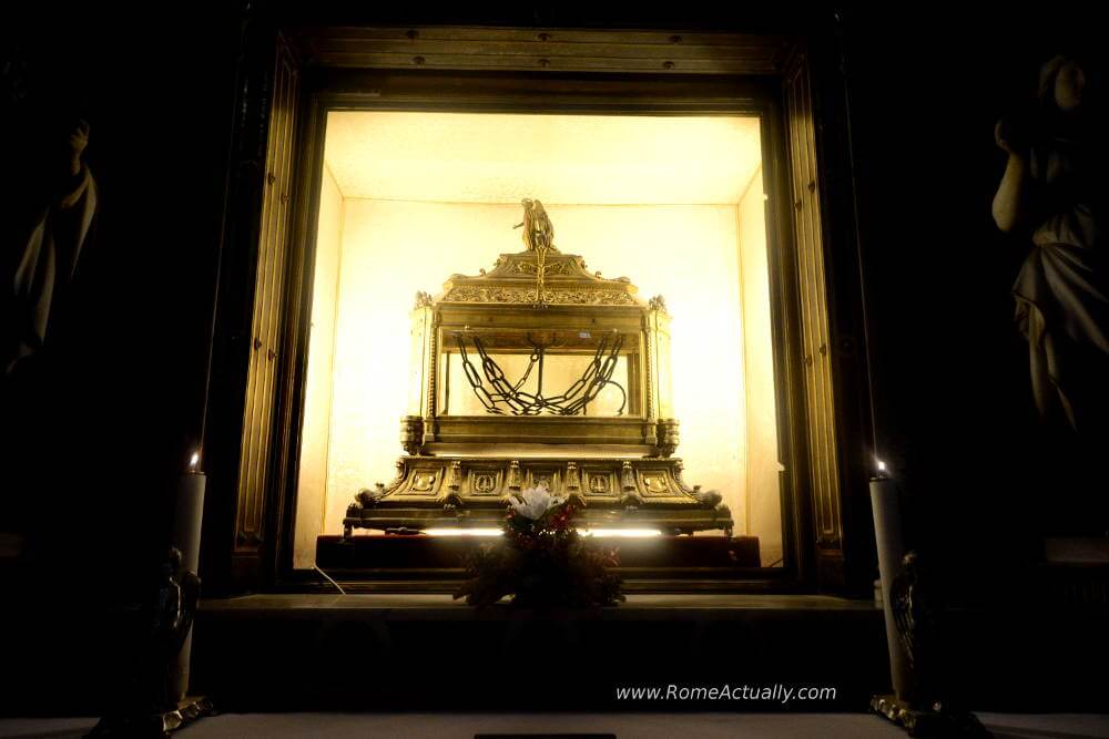 The chains the held Saint Peter captive kept in San Pietro in Vincoli Basilica in Rome