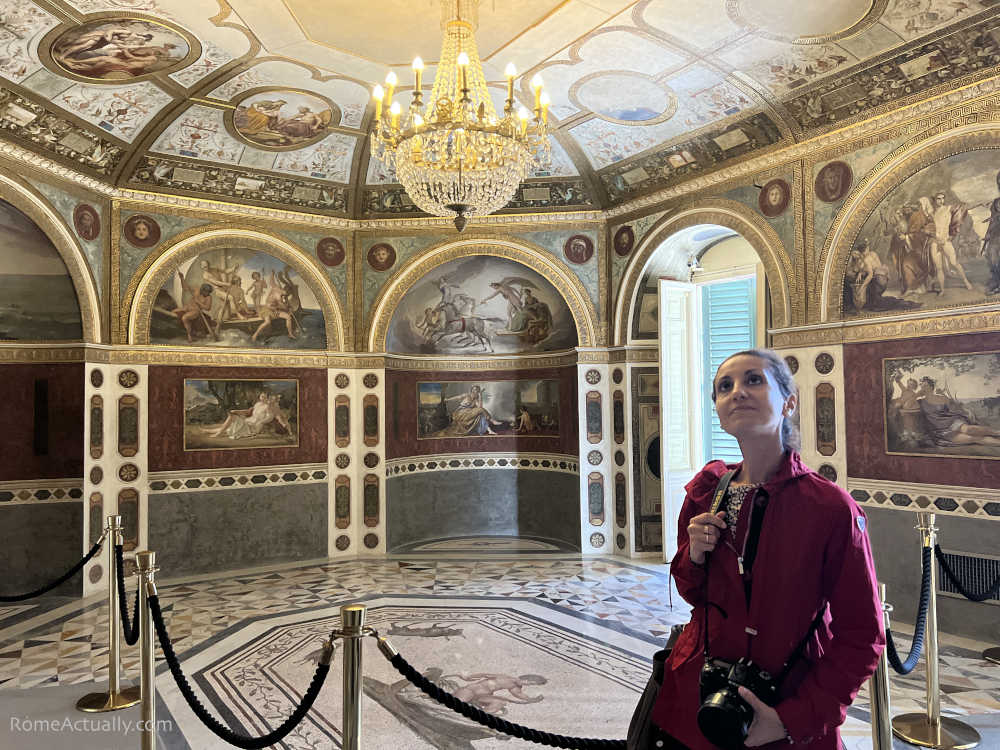 Image: Angela Corrias in Bacchus' room in the Casino Nobile palace of Villa Torlonia park in Rome. Photo by Rome Actually