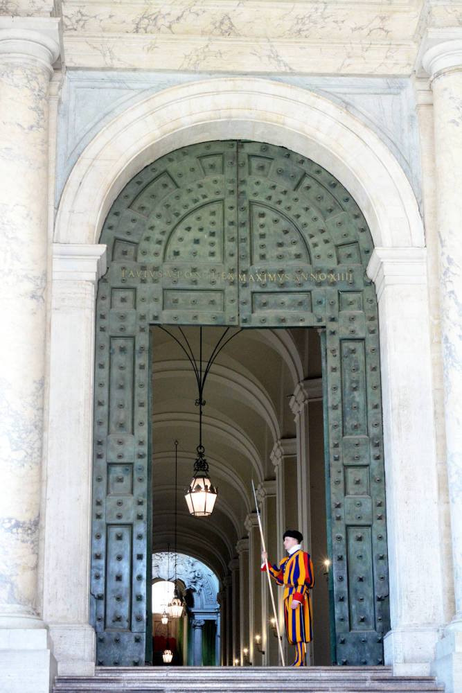 Image: Swiss Guard at the entrance of the Vatican in Rome.