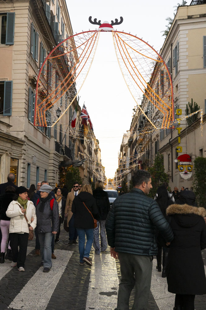 Image: Via del Babuino has one of the best Christmas lights in Rome.