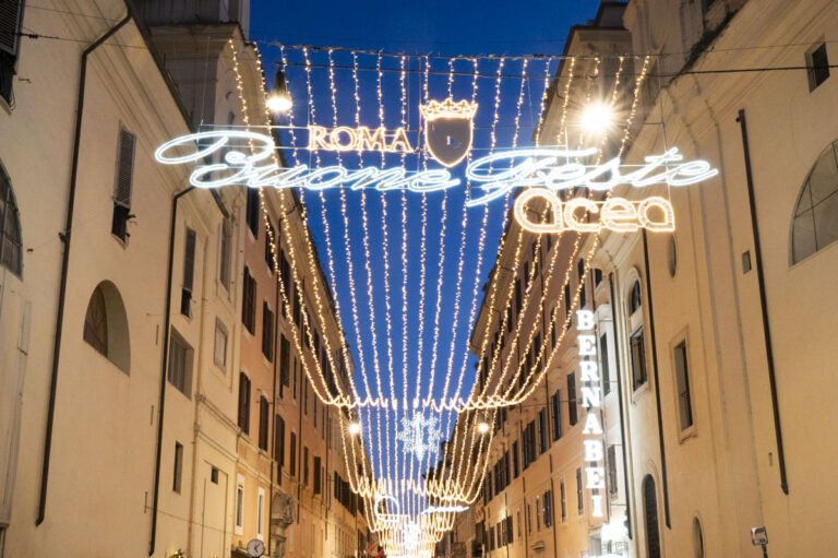 Image: Via del Corso has one of the most beautiful Christmas lights in Rome.