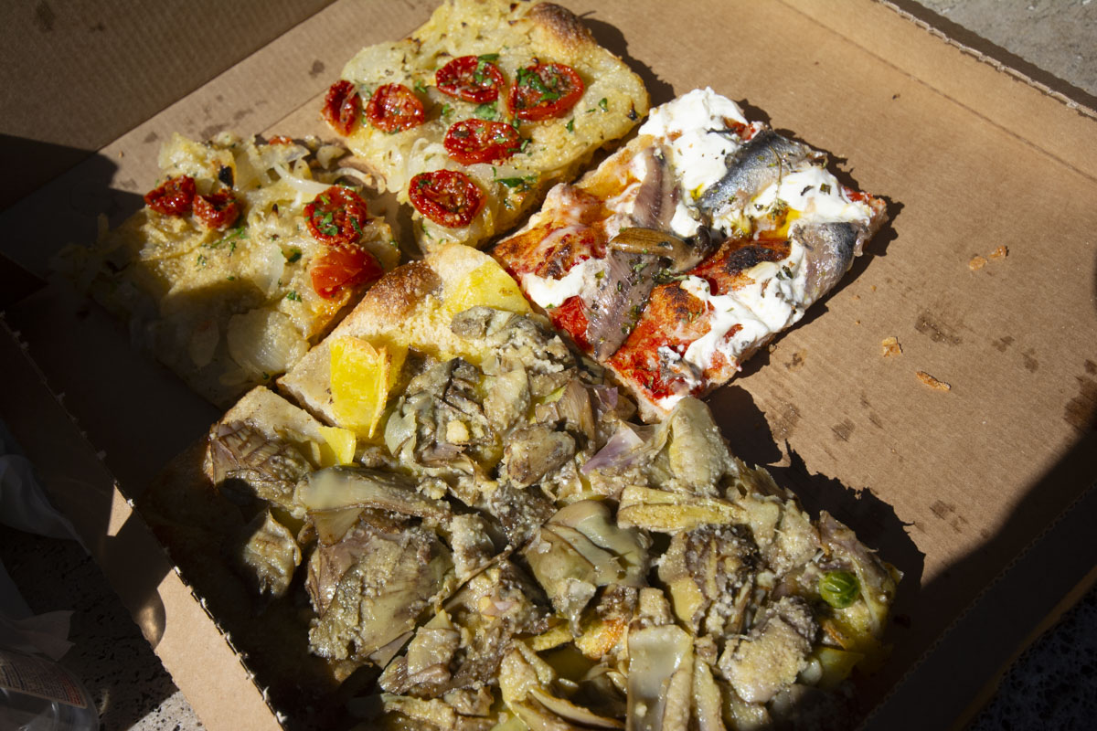 Image: Pizza by the slice street food in Rome.