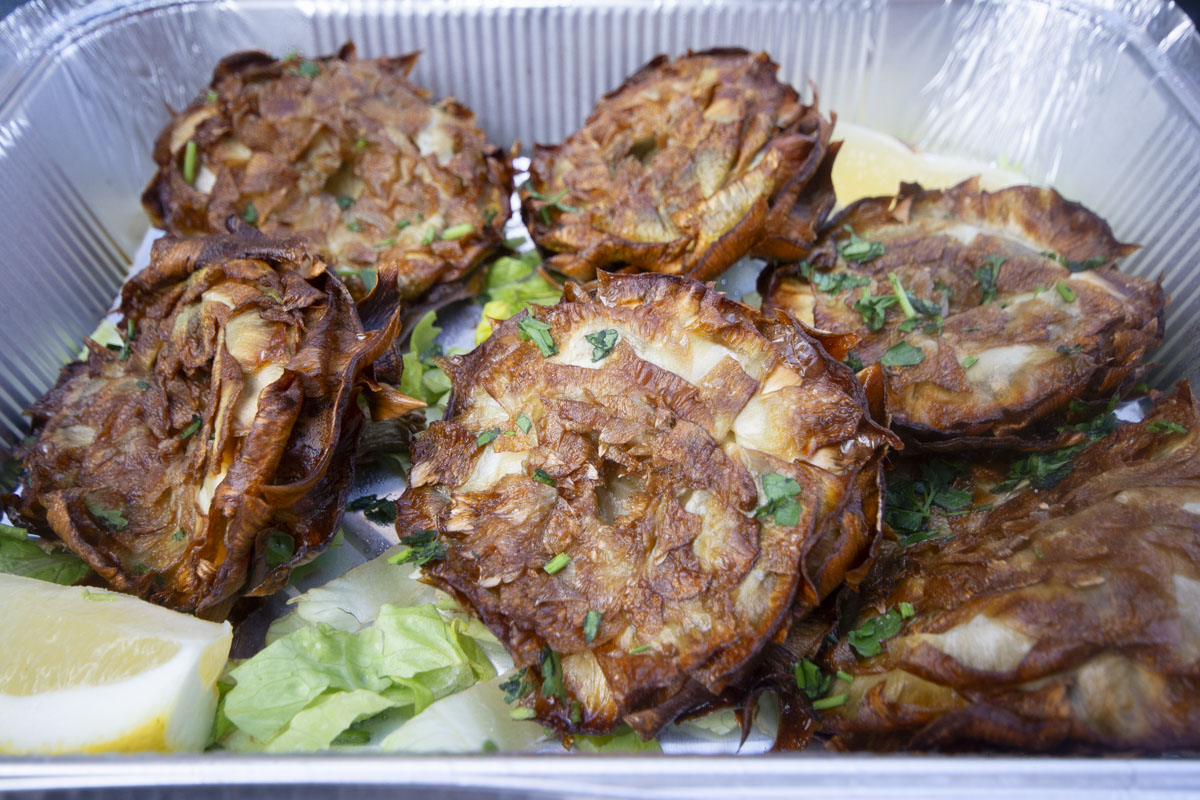 Image: Carciofi alla giudìa artichokes during Taste Rome like a Local food tour in Rome with Devour Tours.