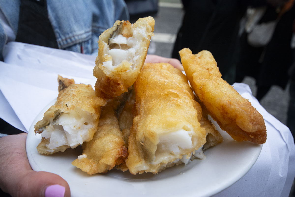 Image: Deep-fried codfish during Taste Rome like a Local food tour in Rome with Devour Tours.