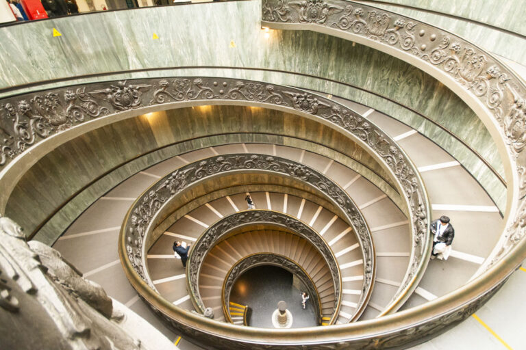 Image: Famous staircase in the Vatican Museums in Rome.